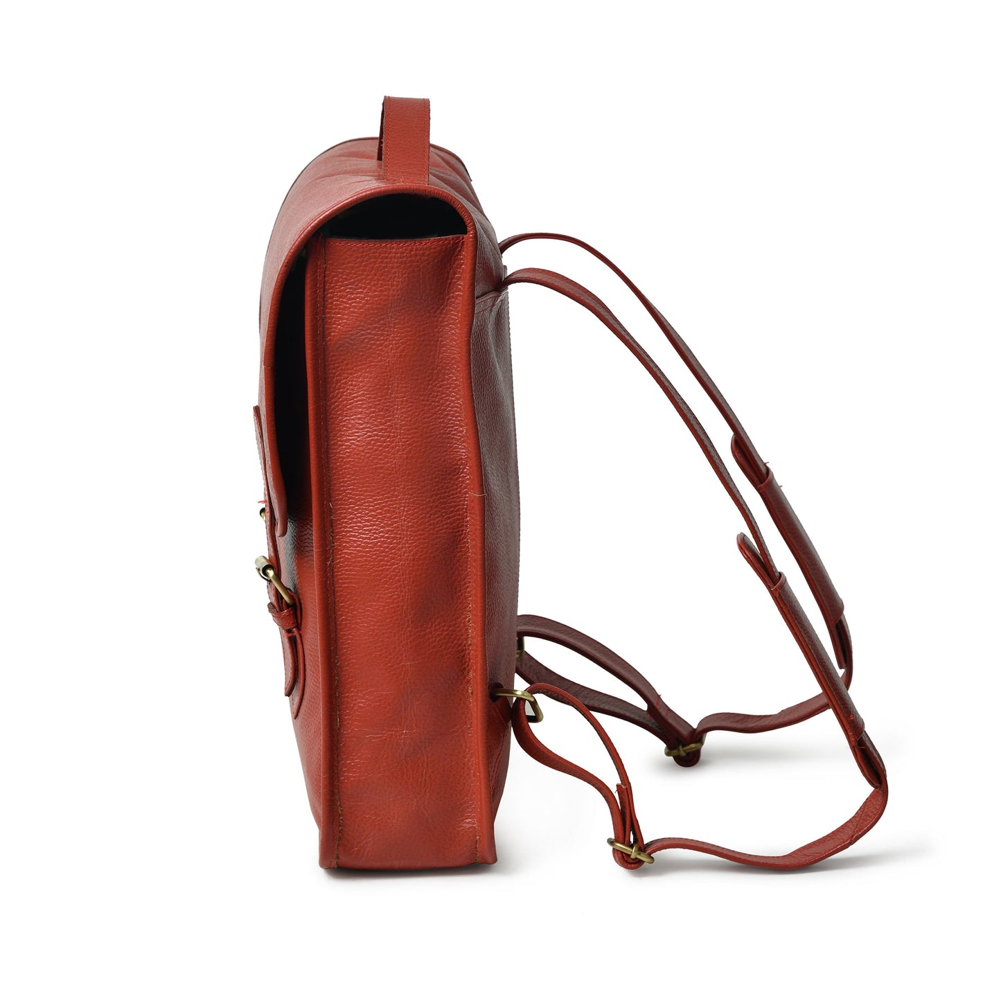 Penny Leather Backpack- Red-3