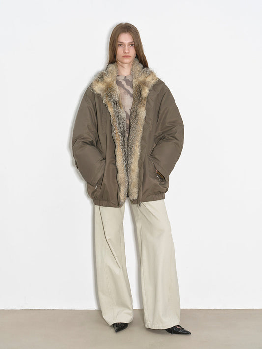 Travel Notes Fashionable warm and fluffy waterproof outdoor fox fur collar removable down parka for winter-0