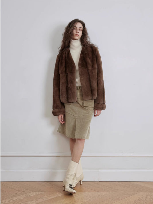 Margaret mid-century style contrasting color Rex rabbit coat-0