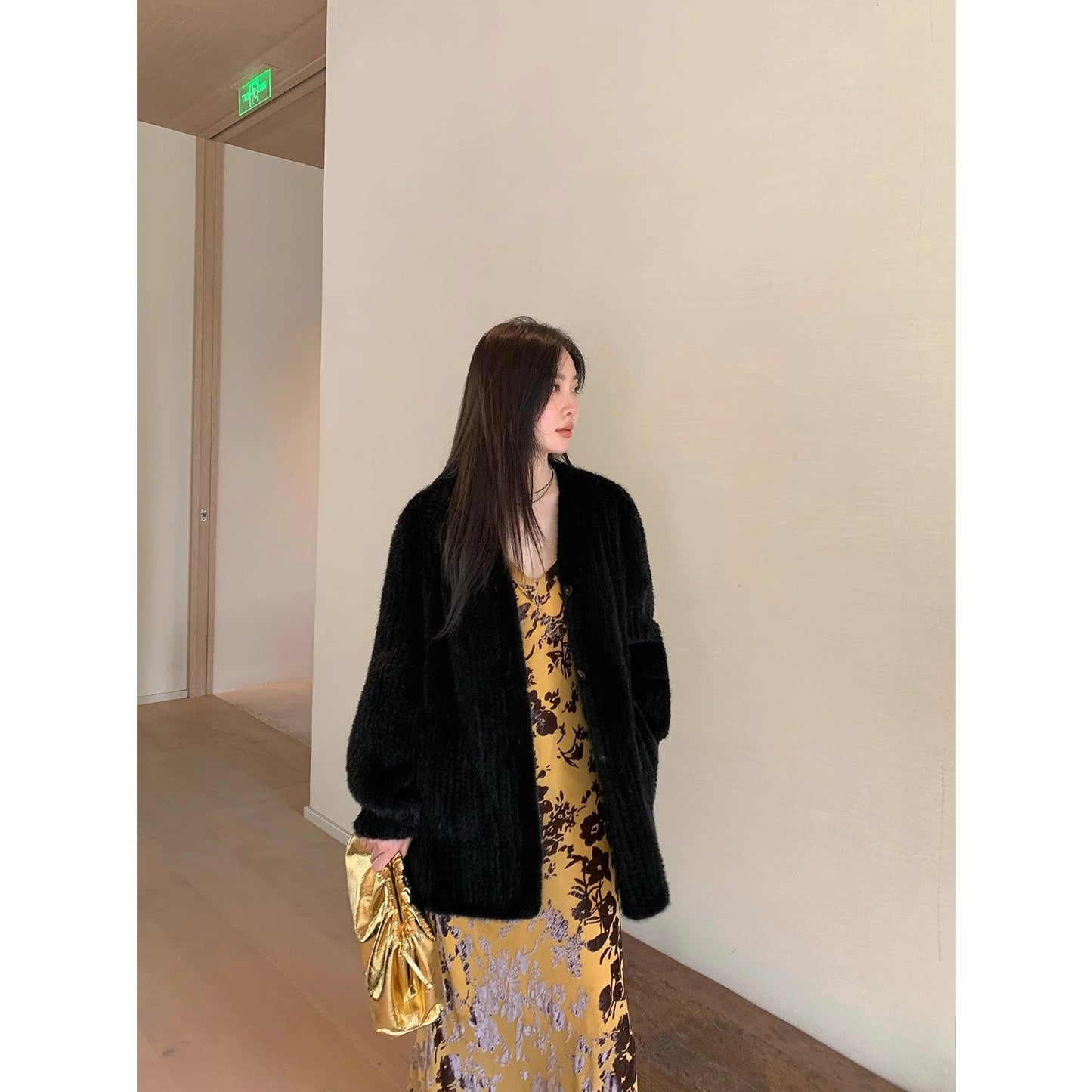 "Moon Serenade" High-luxury imported velvet mink woven fur coat mid-length mink coat (handmade)-0