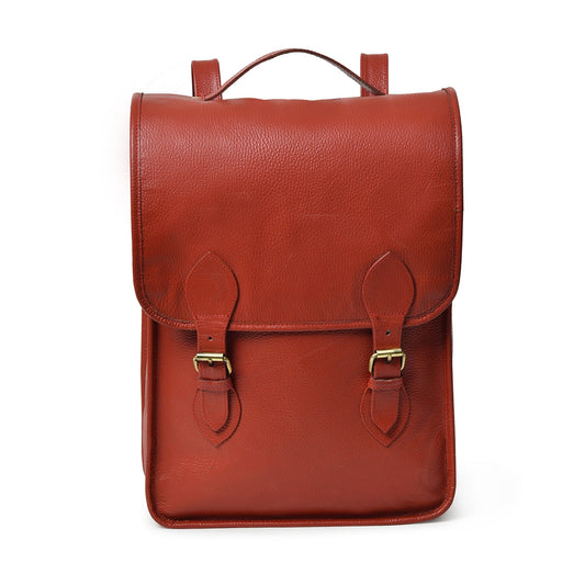 Penny Leather Backpack- Red-0