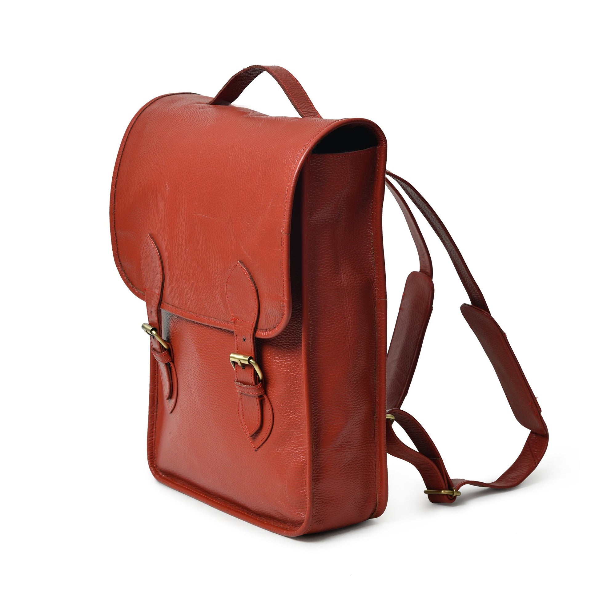 Penny Leather Backpack- Red-2