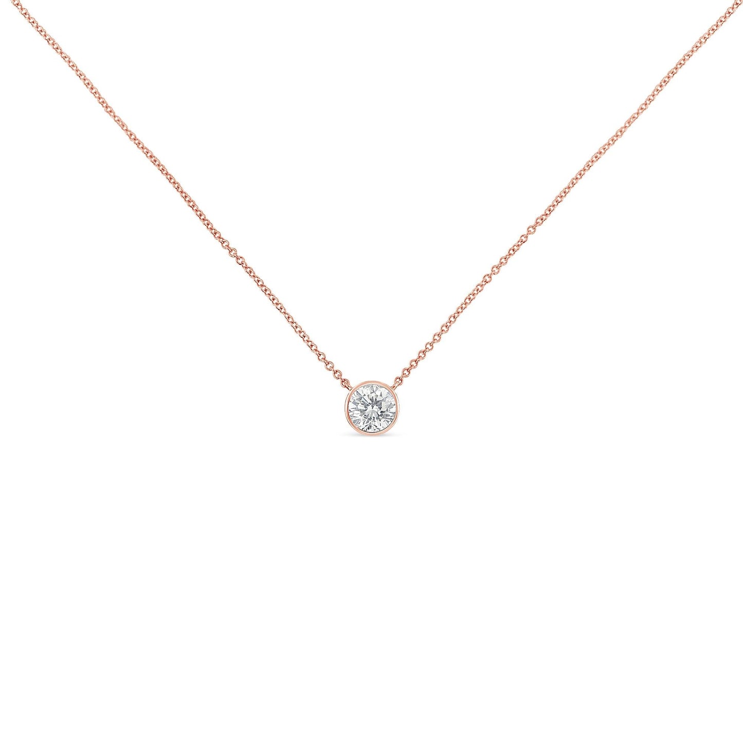 Sterling Silver Bezel-Set Diamond Solitaire Pendant Necklace (1/3 cttw, H-I Color, I1-I2 Clarity)