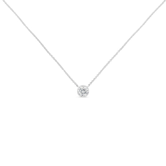 Sterling Silver Bezel-Set Diamond Solitaire Pendant Necklace (1/3 cttw, H-I Color, I1-I2 Clarity)