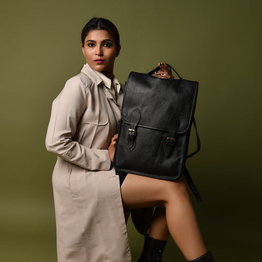 Penny Leather Backpack- Black-1