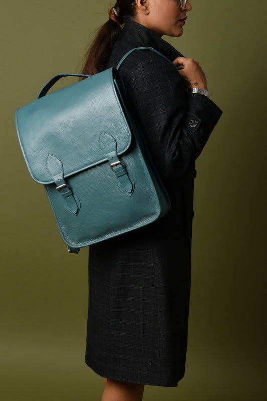Penny Leather Backpack- Blue-1
