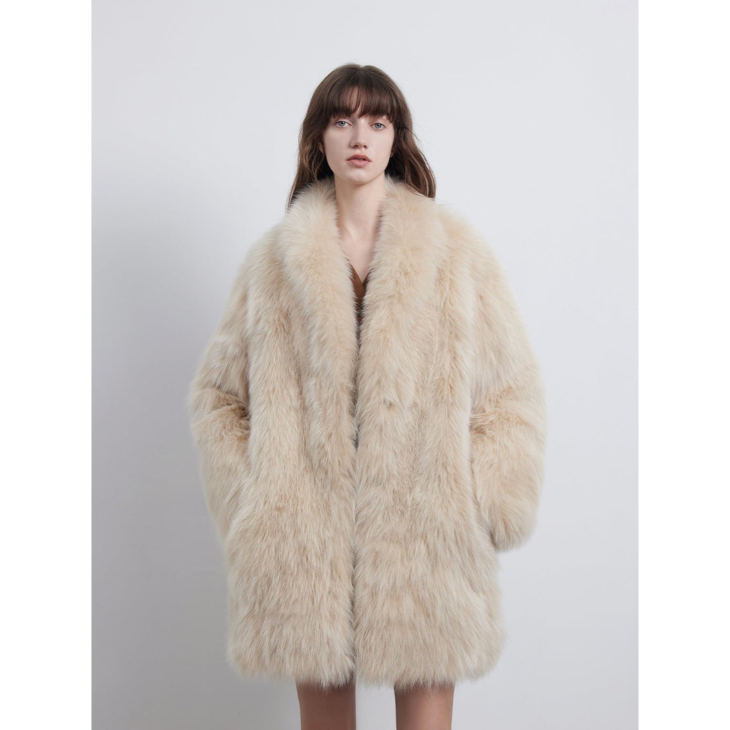 Light Years Away Imported Crown Grade Fox Fur Fashion Light Luxury Style Suit Collar Mid-Length Fur-2