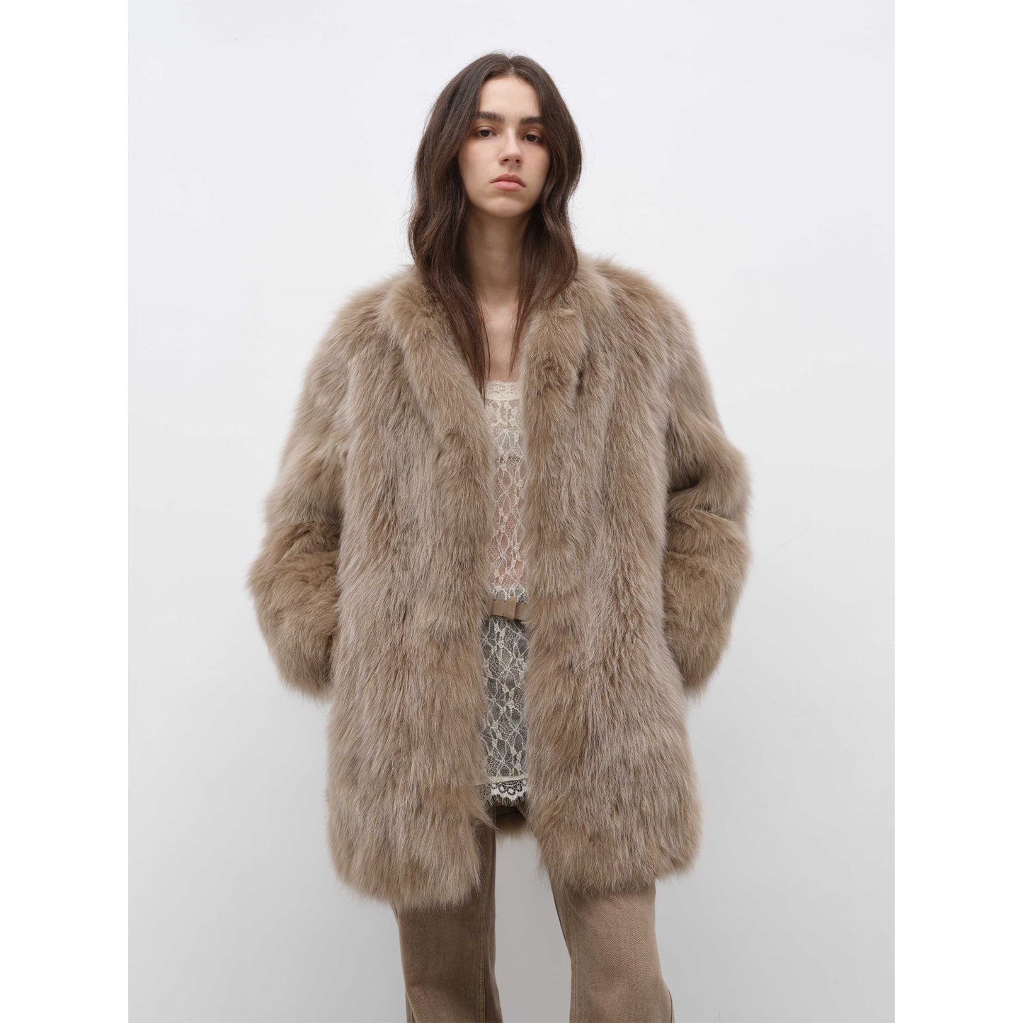 Light Years Away Imported Crown Grade Fox Fur Fashion Light Luxury Style Suit Collar Mid-Length Fur-5