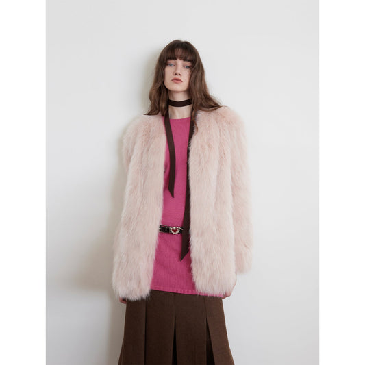Black Sugar Champagne Finland saga fox fur coat fashion cardigan-1