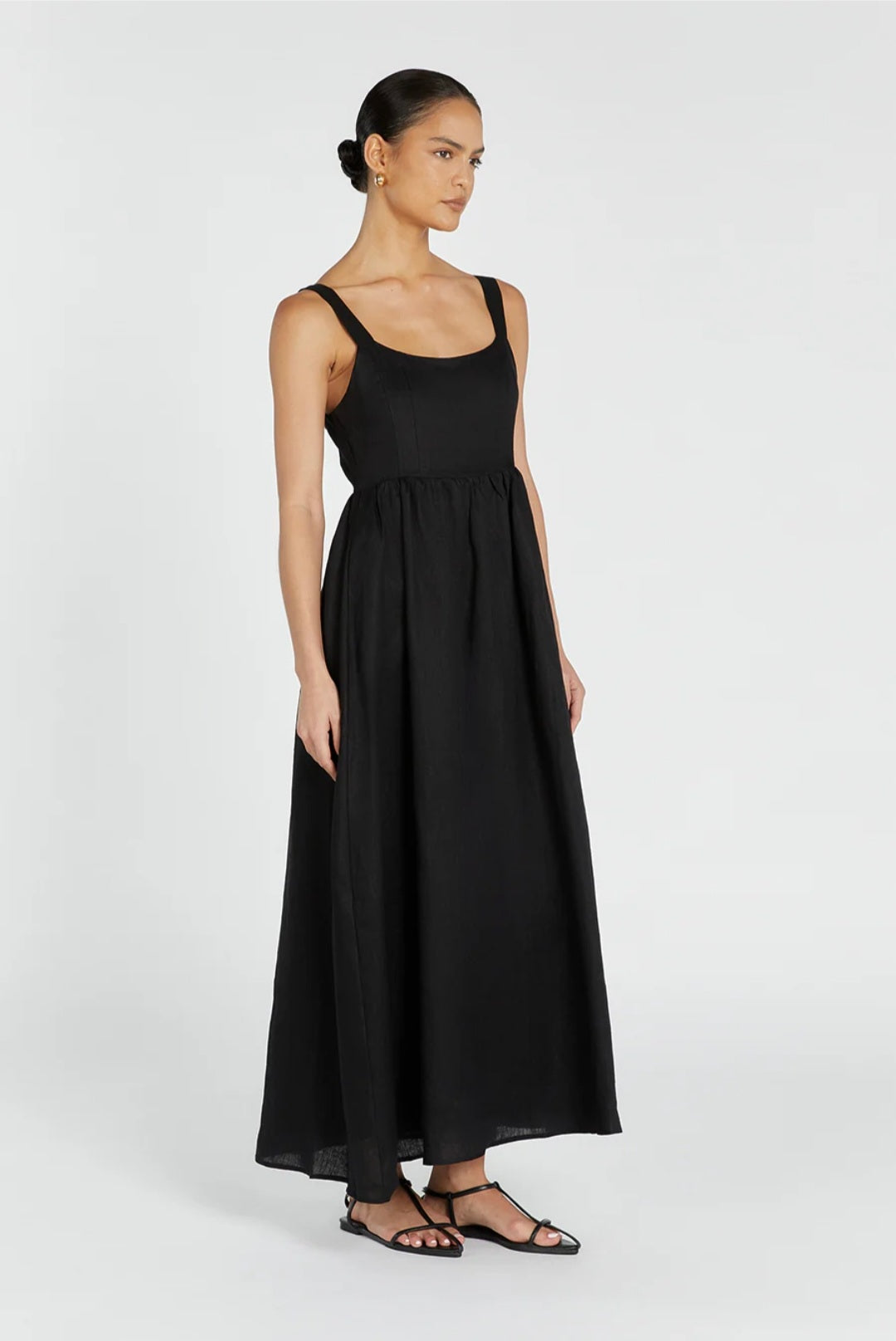 Black Linen Dress | Maxi Dress | Linen Dress | Linen Clothing | 100% Organic Linen-2