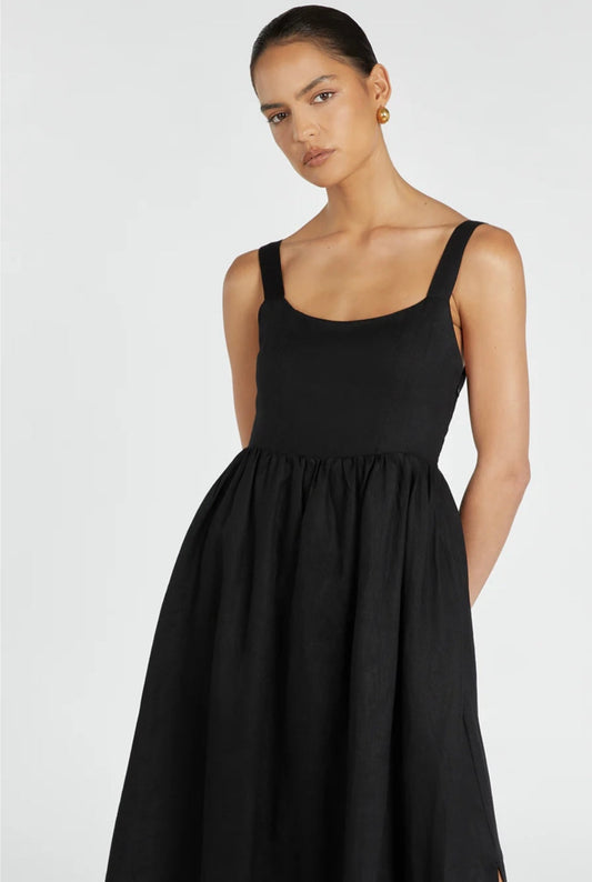 Black Linen Dress | Maxi Dress | Linen Dress | Linen Clothing | 100% Organic Linen-1